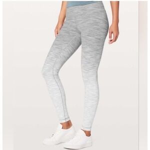 Lululemon Wunder Under High-Rise 7/8 Gray White Ombre Leggings Size 4